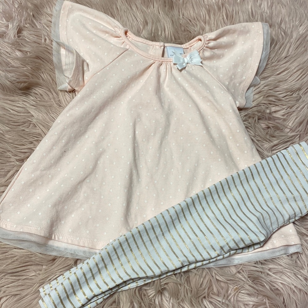 Girls Polka Dot Top with added pants from different set